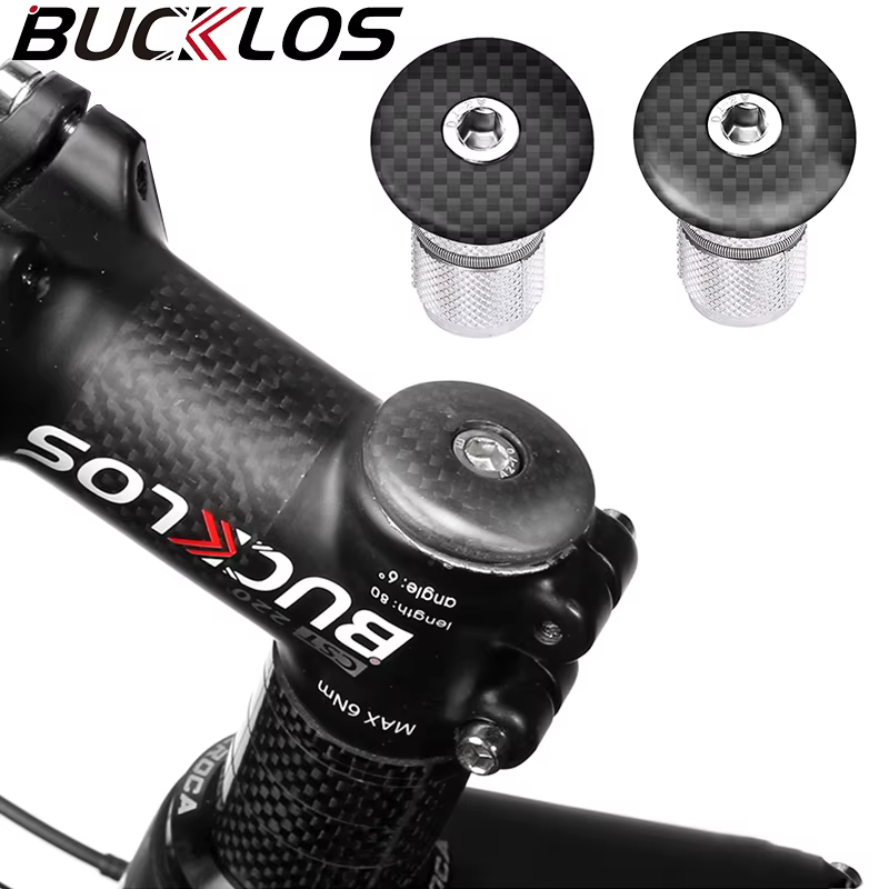 BUCKLOS – bouchon d'extension de casque de vélo en Fiber de carbone, capuchon supérieur avec boulon, ultraléger, pour fourche de route et vtt