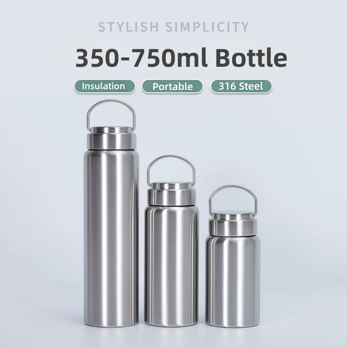 Bouteille d'eau isotherme en acier inoxydable 316