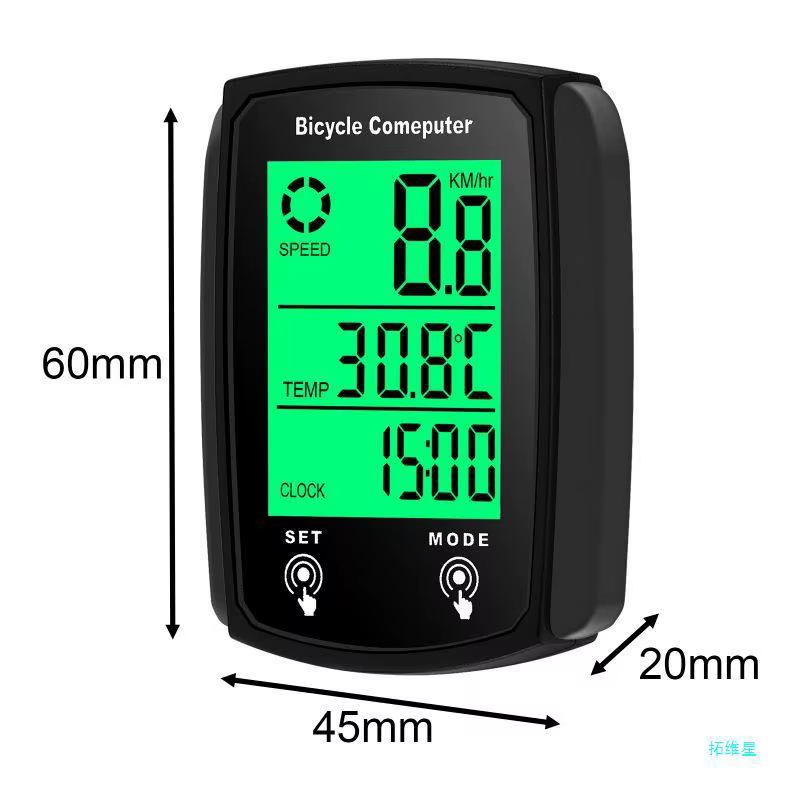 Ordinateur de vélo compteur de vitesse filaire odomètre chronomètre