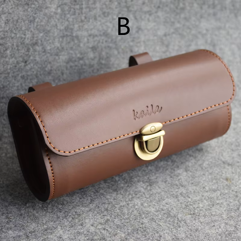 Sac de vélo rétro sac de queue en cuir sac de coussin de selle moto
