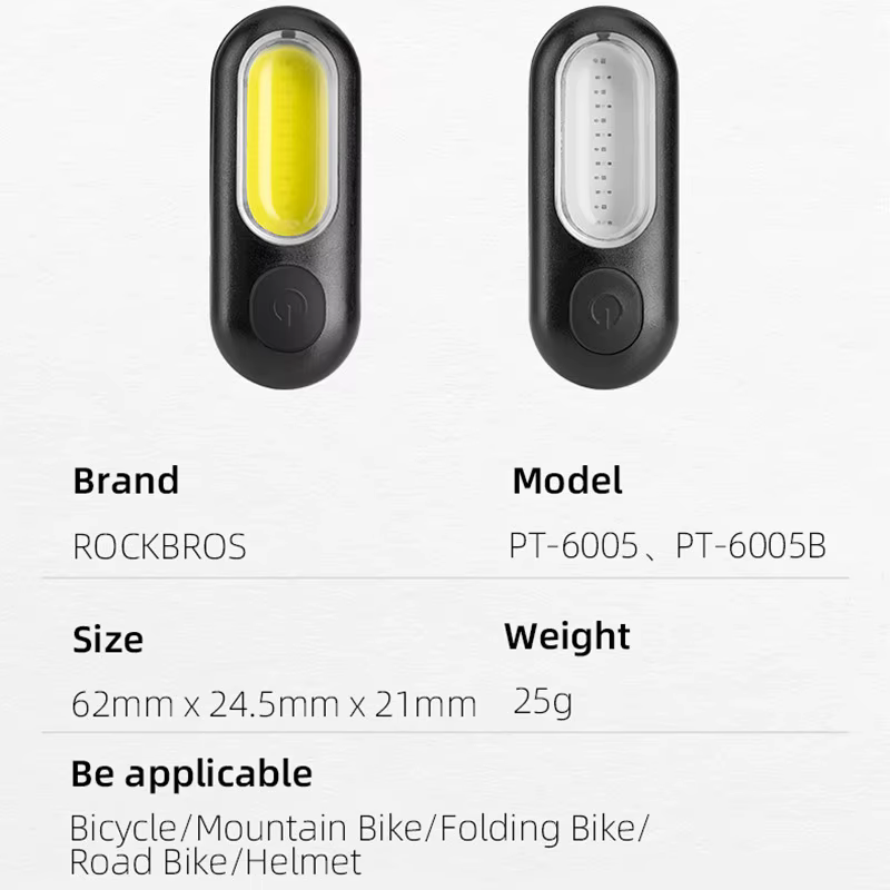ROCKBROS feu arrière de vélo 250 mAh USB Rechargeable ultraléger voyant d'avertissement étanche à la pluie 5 modèles