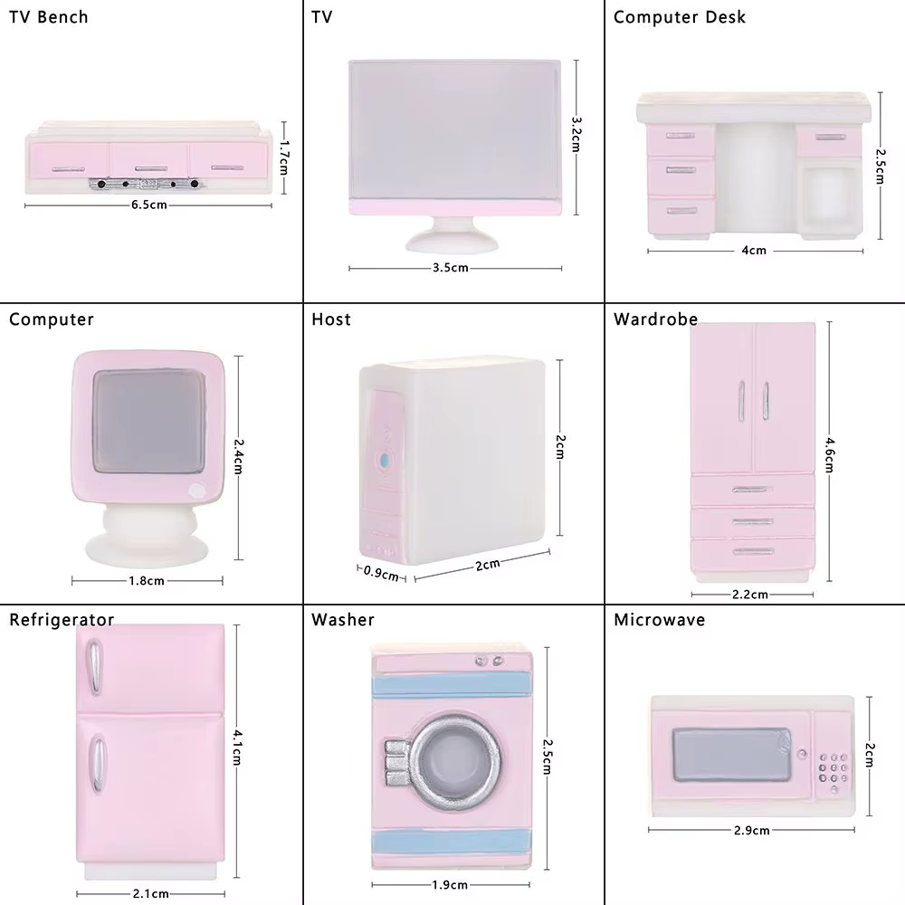 Meubles miniatures pour maison de poupées, mini kit de jouets, accessoires TV, cuisine, réfrigérateur, figurine de bricolage pour enfants