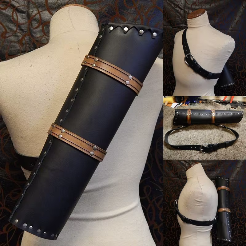 Étui en cuir Steampunk pour carquois et flèches, pour Costume d'archer de Bowman médiéval, accessoire de tir à l'arc Nomad