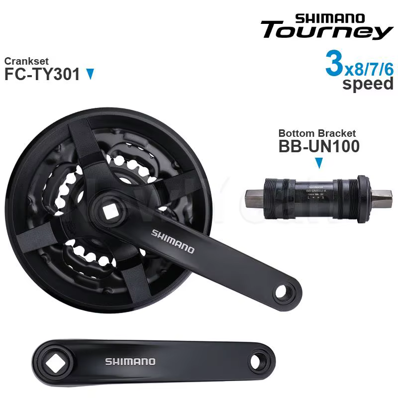 SHIMANO TOURNEY TY-groupe de pédalier vtt comprend FC-TY301 42-34-24T 170mm 3x8/7/6 vitesses et support inférieur Original
