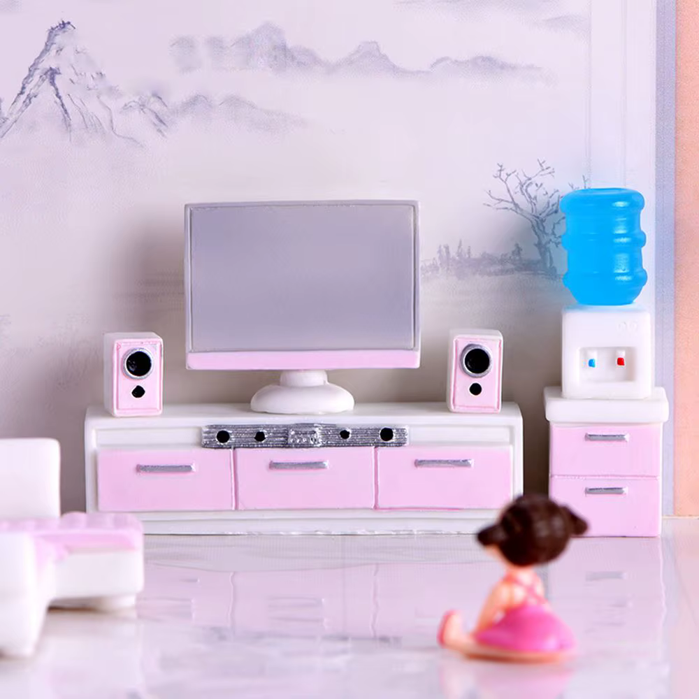 Meubles miniatures pour maison de poupées, mini kit de jouets, accessoires TV, cuisine, réfrigérateur, figurine de bricolage pour enfants