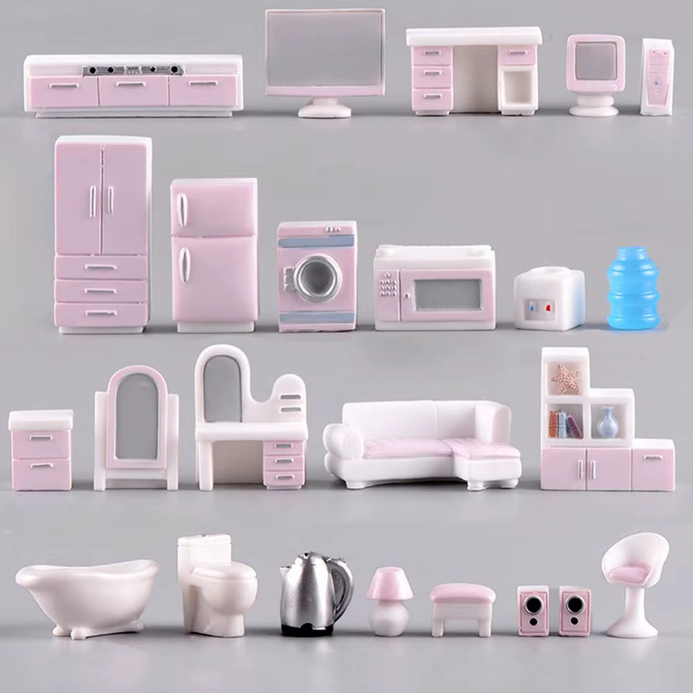 Meubles miniatures pour maison de poupées, mini kit de jouets, accessoires TV, cuisine, réfrigérateur, figurine de bricolage pour enfants