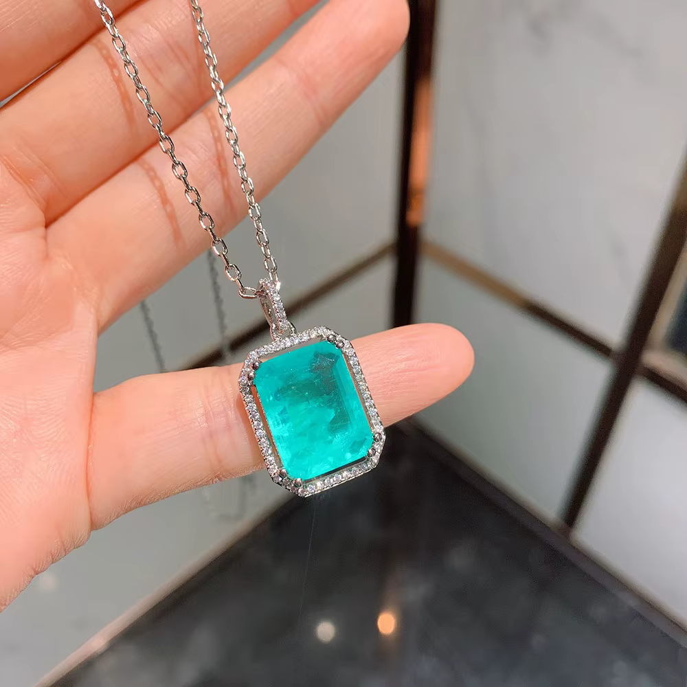 Paraiba Tourmaline Gemstone Stud Boucles d'oreilles, Bague, Collier, Bijoux fins de mariage de luxe, Accessoires vintage, Hot Gift pour les femmes