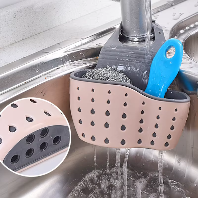 Support d'évier de cuisine, panier de vidange suspendu, réglable, éponge à savon, organisateur d'étagère, support de robinet de salle de bains, accessoires de cuisine
