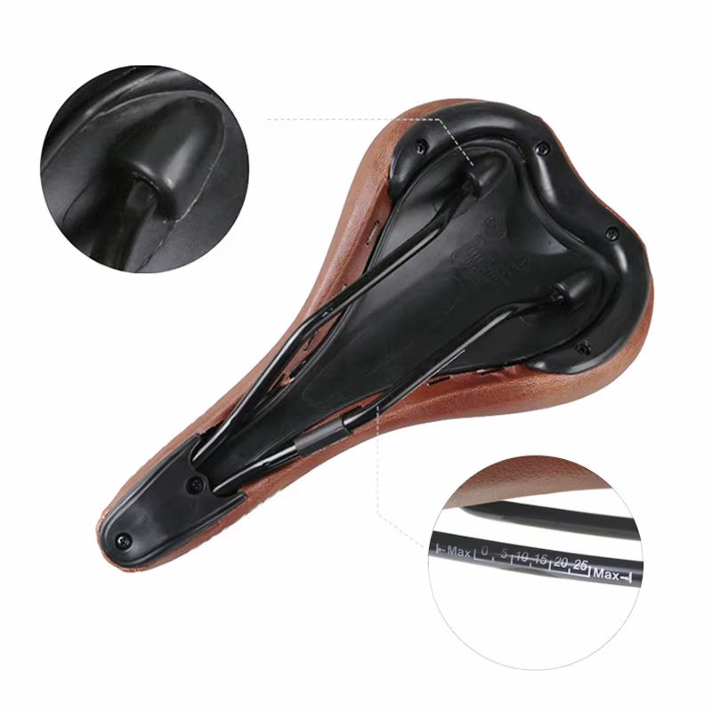 Selle rétro en cuir PU de vélo de route VTT