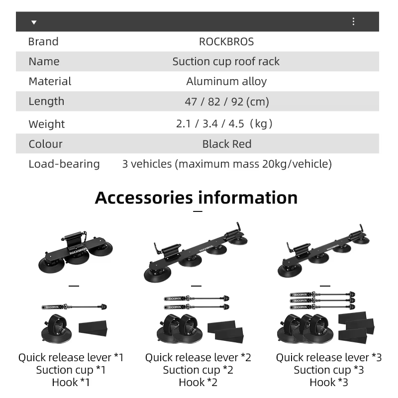 ROCKBROS support de vélo pour adaptateur de voiture 9*100MM 12*100MM 12*110MM 15*100MM 15*110MM toit d'aspiration