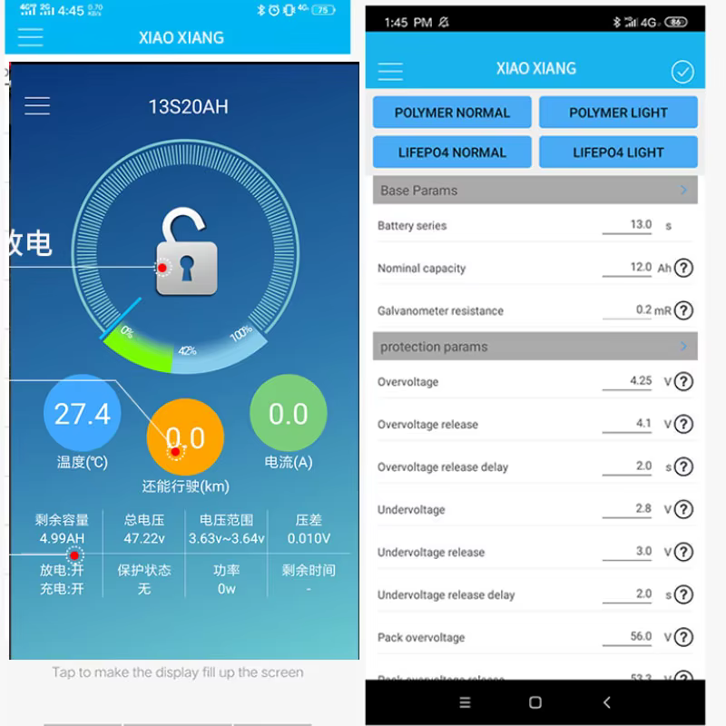 Pack de batteries lithium Lifepo4 Gtk 16S 48V 40Ah 50Ah avec BMS Bluetooth 50A 80A et application pour scooter