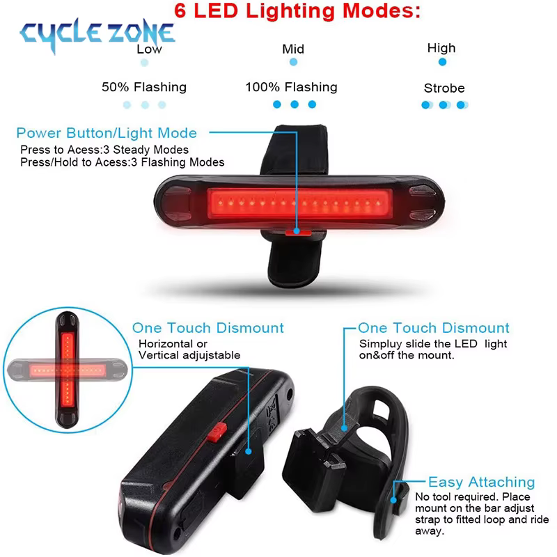 Feu arrière de vélo, lampe d'avertissement de sécurité