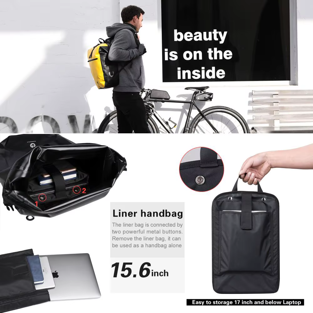 Rhinowalk – sac de vélo 100% étanche, grande capacité de 27l, multifonctionnel, porte-bagages arrière, sacs de cyclisme