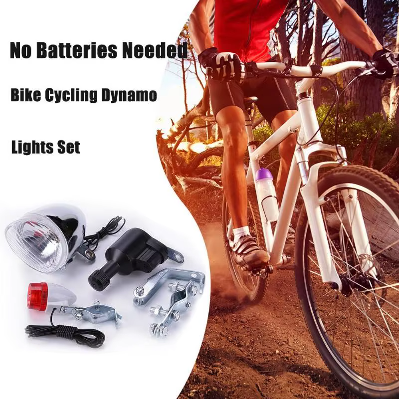 Kit de feux de vélo à Dynamo, sans piles, phare arrière