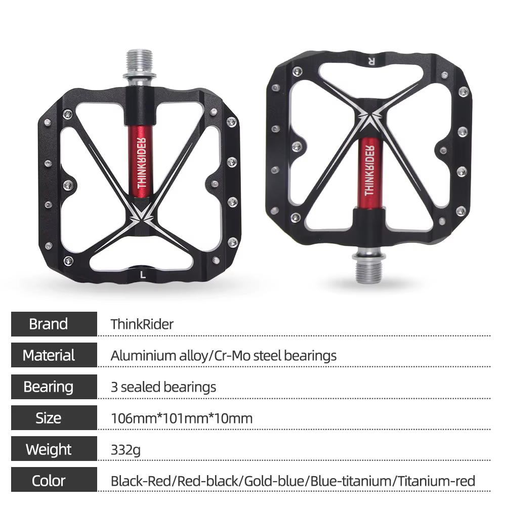 Pédales de vélo plates vtt route 3 roulements scellés