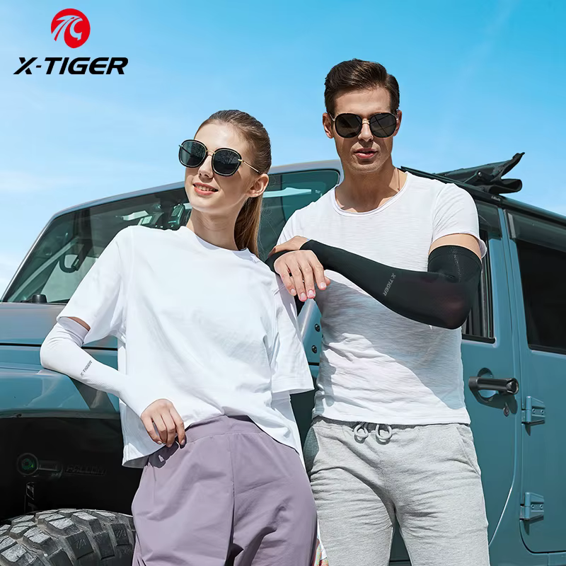 X-TIGER Manchons de bras de cyclisme Tissu de glace Anti-UV Protection solaire Manchon de cyclisme de course Sport de plein air Manchettes de cyclisme Hommes Femmes