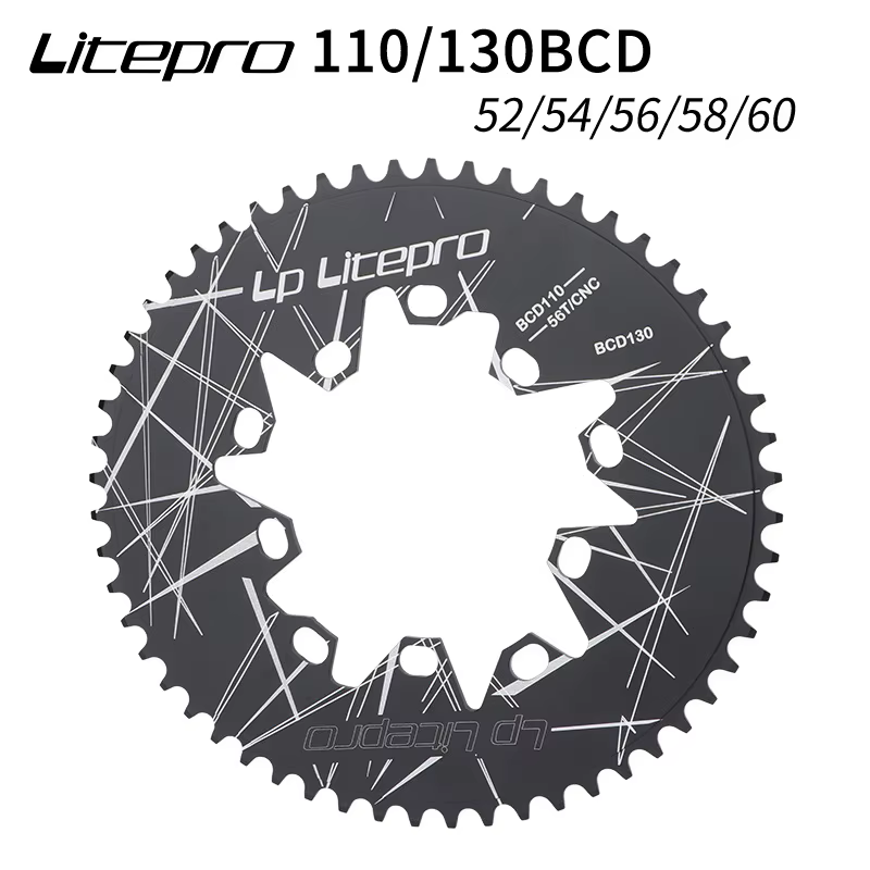 Litepro-Plateau Ovale Double 110/130BCD pour Vélo Pliant Bromsilice