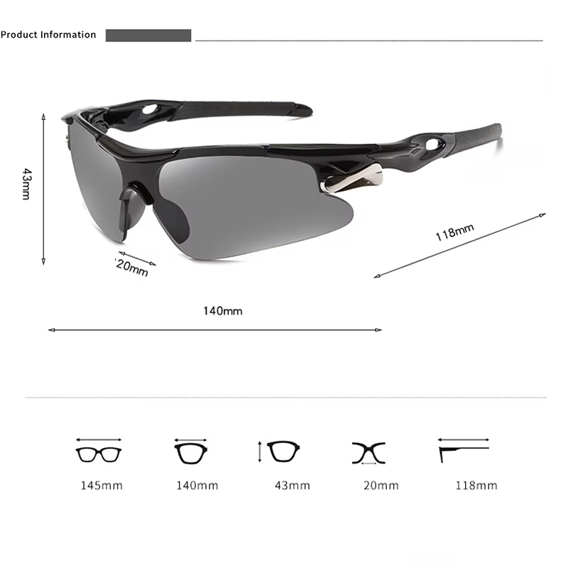 Lunettes de soleil de vélo multicolores coupe-vent
