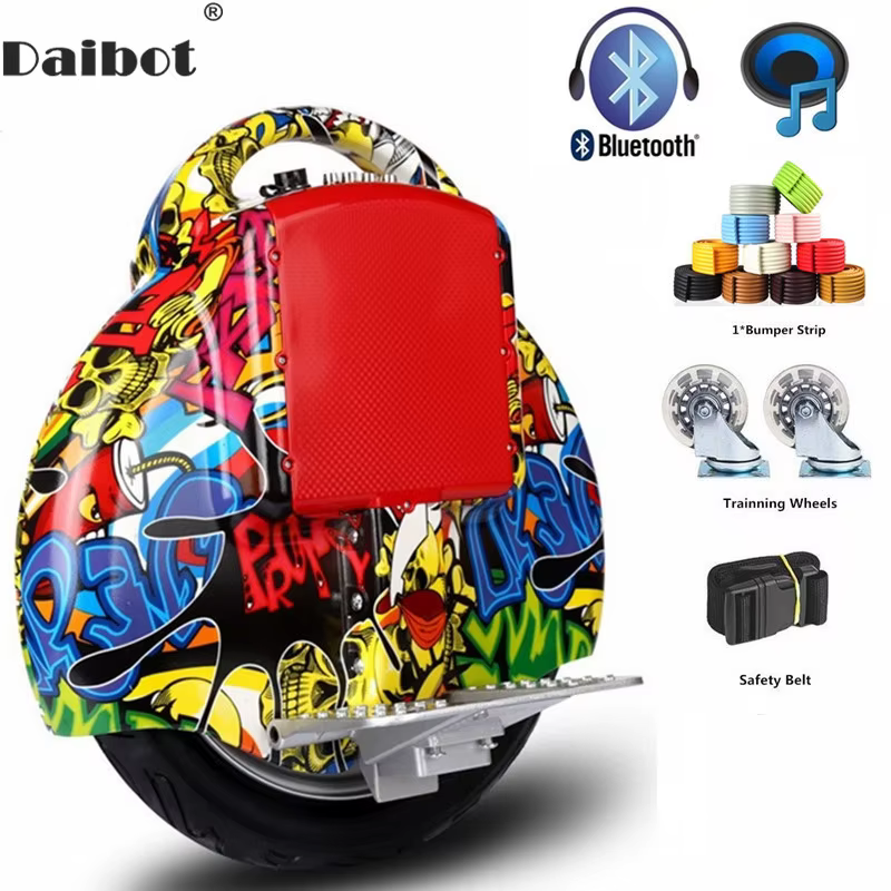 Daibot Scooter électrique Portable une roue auto équilibrage Scooters haut-parleur Bluetooth 14 pouces 350W 60V