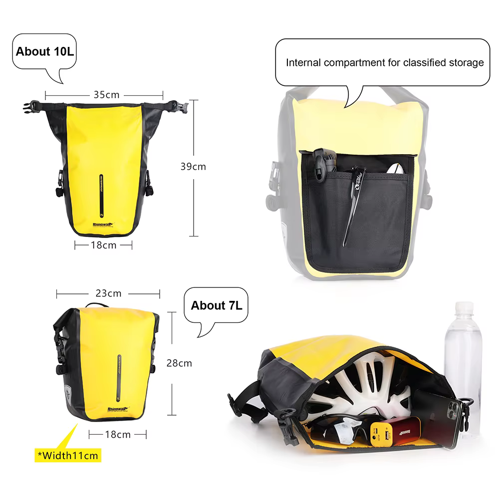 Rhinowalk sac de vélo 7L étendre 10L sac de sacoche de vélo étanche support arrière sac de coffre vtt vélo de route cyclisme sac à bandoulière accessoires