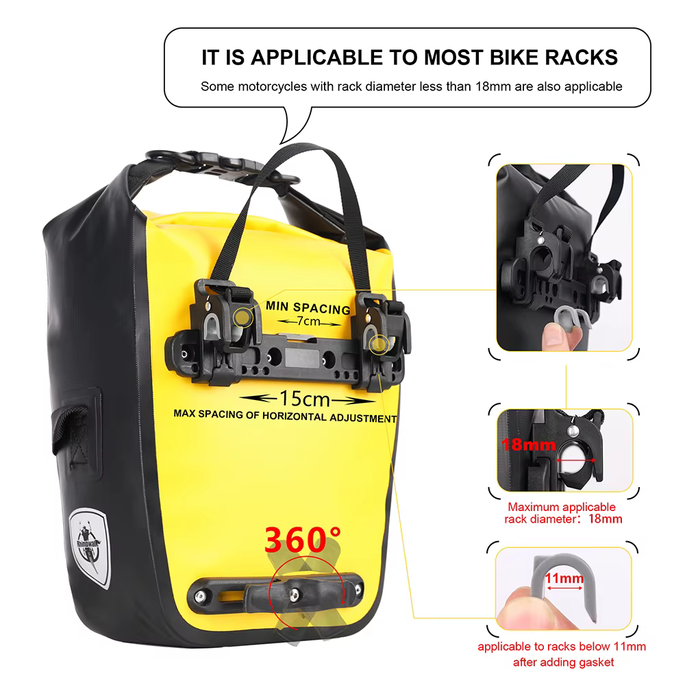 Rhinowalk sac de vélo 7L étendre 10L sac de sacoche de vélo étanche support arrière sac de coffre vtt vélo de route cyclisme sac à bandoulière accessoires