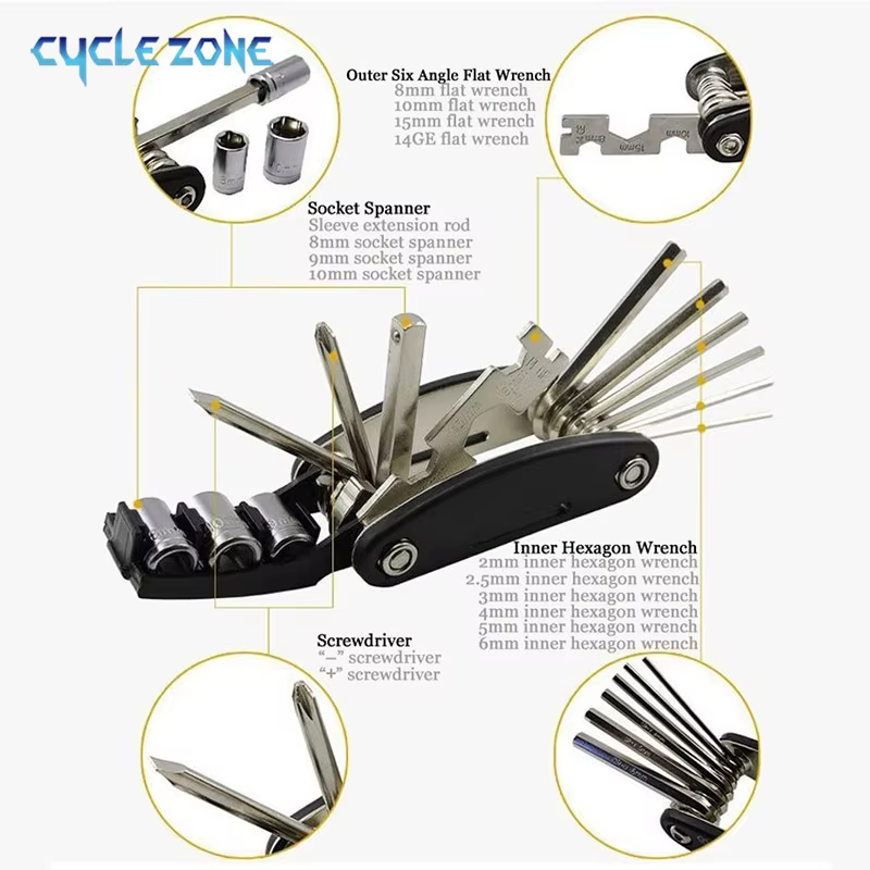 Kits d'outils de réparation de vélo 16 en 1