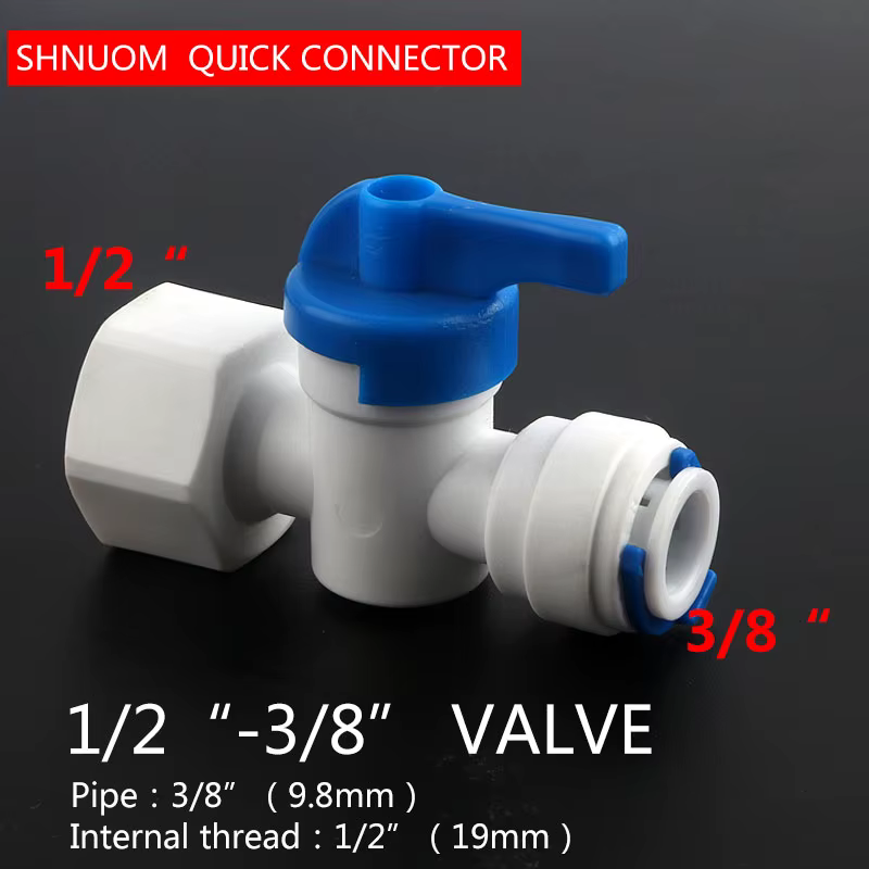 Accessoires pour purificateur d'eau : Vanne à boisseau sphérique à connexion rapide 2 points, Connecteur de commutation à filetage externe 3 points, Tuyau d'eau PE, Vanne droite à filetage interne 4 p