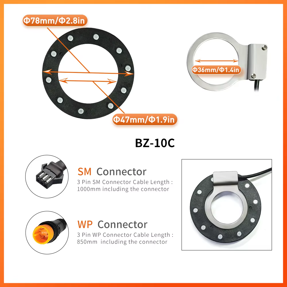 Capteur d'assistant de pédale de vélo électrique KT BZ10C SM/Interface étanche