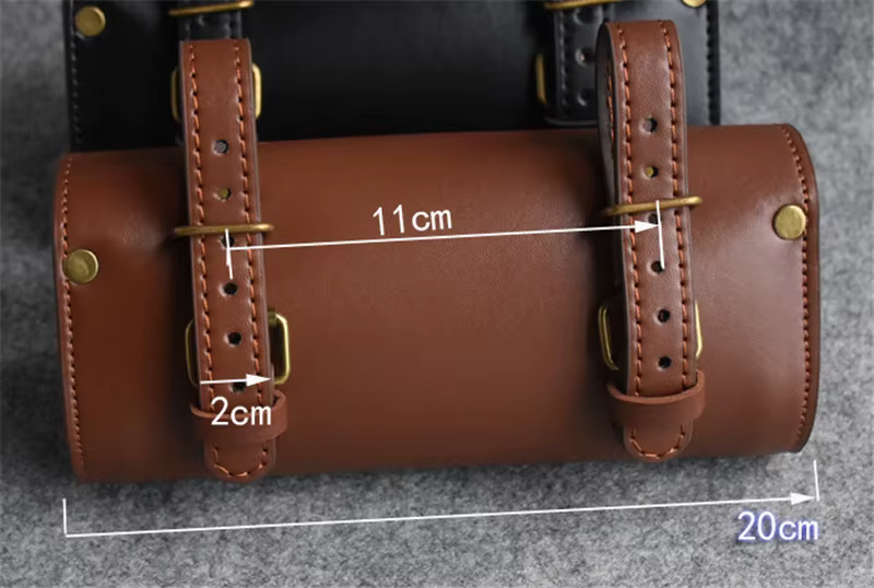 Sac de vélo rétro sac de queue en cuir sac de coussin de selle moto