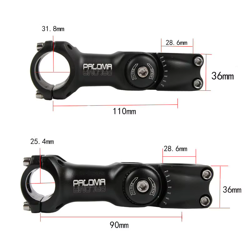 Potence réglable pour vélo de route et VTT, 90/110/130/25.4mm x 31.8/90/120mm