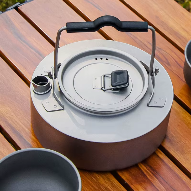Bouilloire en titane, légère, pliable, épaisse, durable, de qualité alimentaire, pour le camping en plein air et la maison