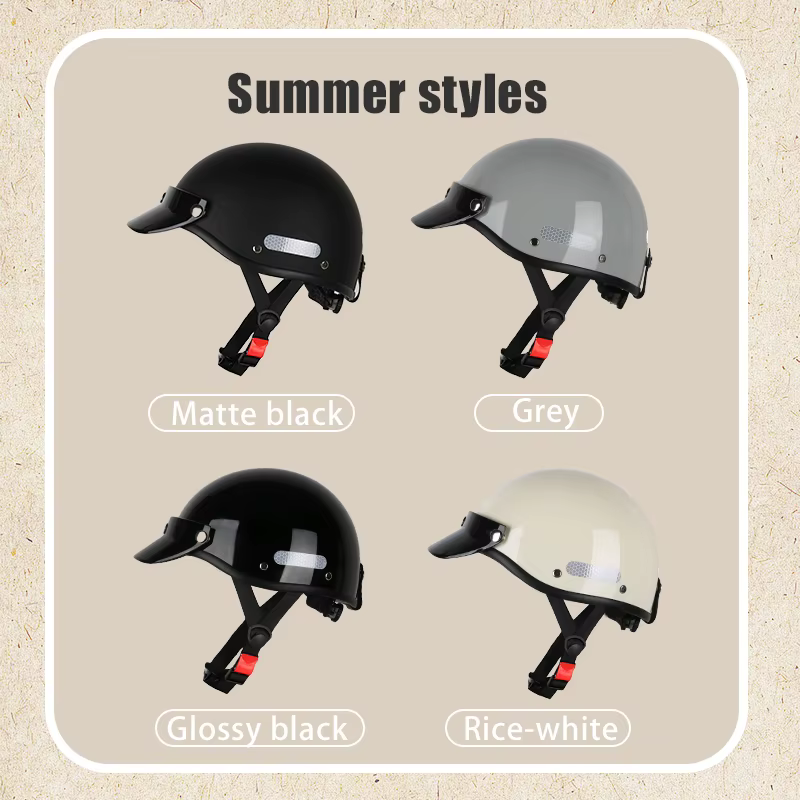Casque de moto vintage Demi-casque Cruiser pour hommes