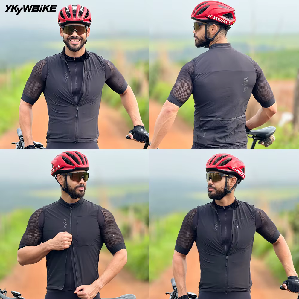 YKYWBIKE Gilet de cyclisme thermique en polaire pour homme