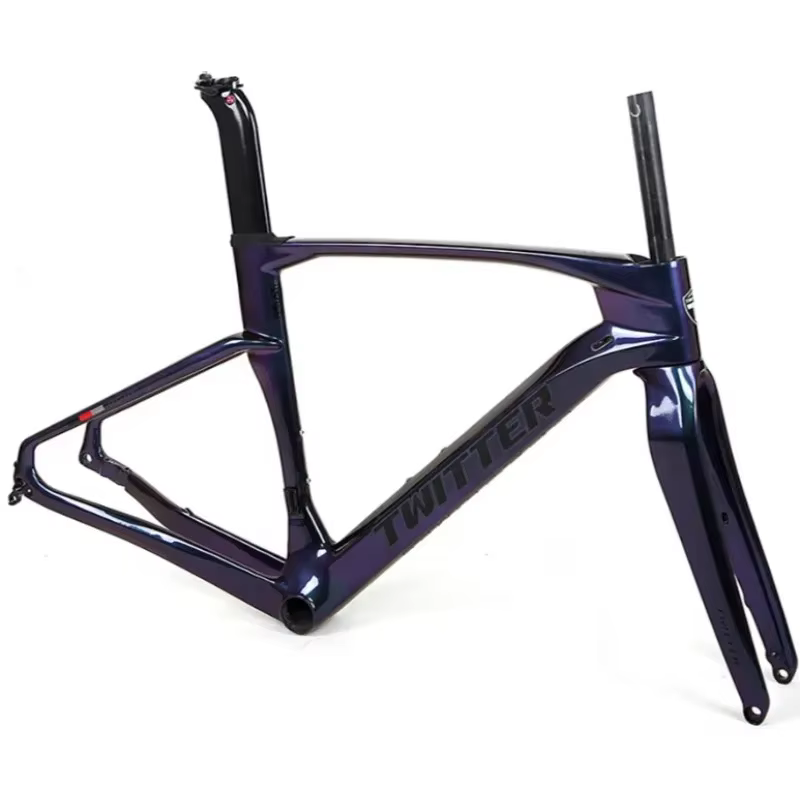 Cadre de vélo de gravier en fibre de carbone T900 TWITTER V3 Breaking Wind Racing 40C avec frein à disque à montage plat et axe traversant 12*142mm