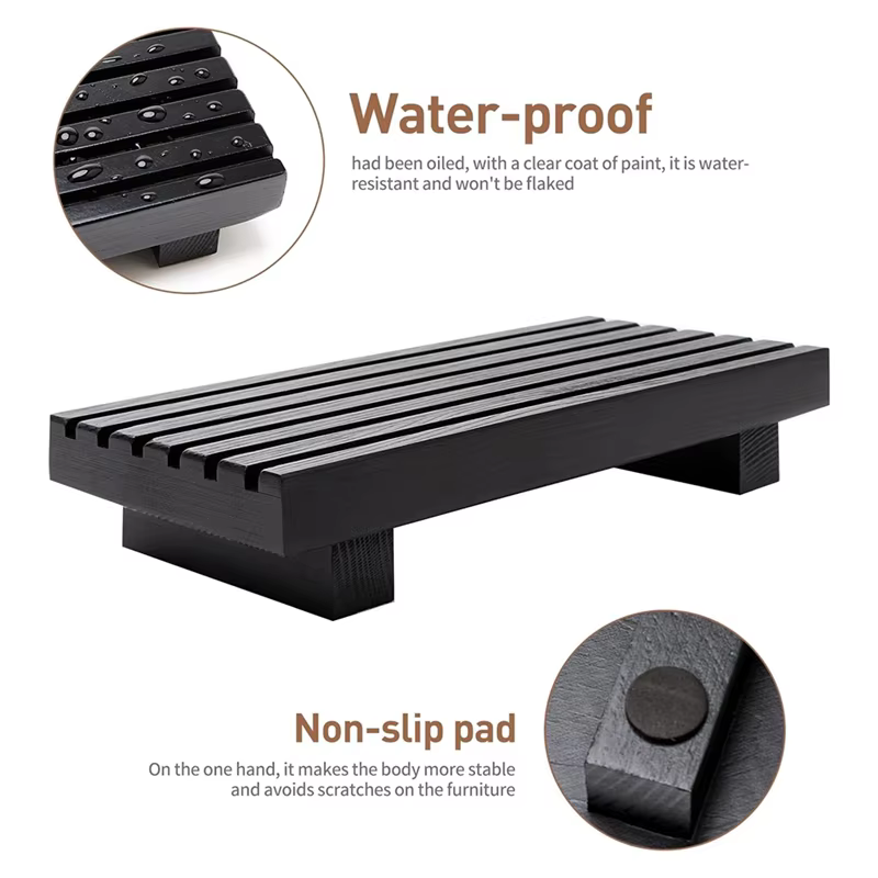 M12K-organisateur de décoration de vanité de salle de bain, petit comptoir de salle de bain, présentoir en bois, support sur pie