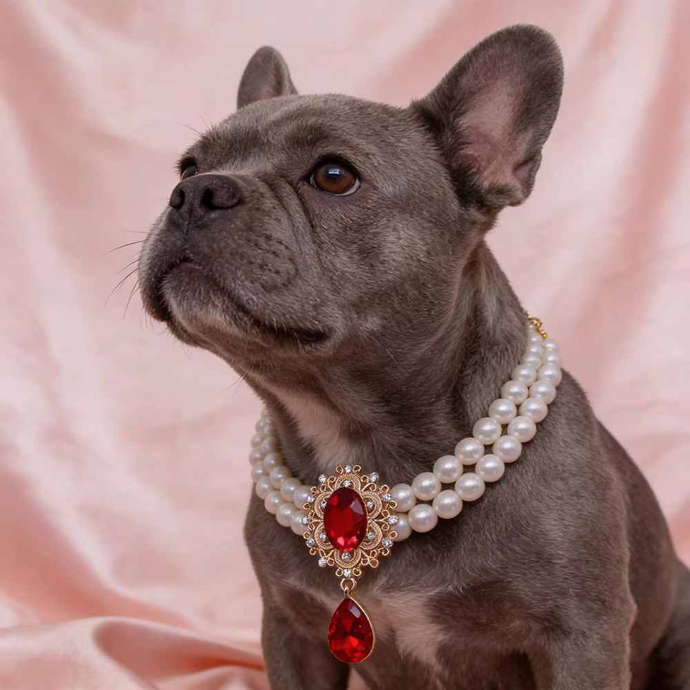 Collier 2 NucleoPearl pour Petits Chiens et Chats, Breloques en Diamant, Fait à la Main, Bijoux Accessoires pour Chiot