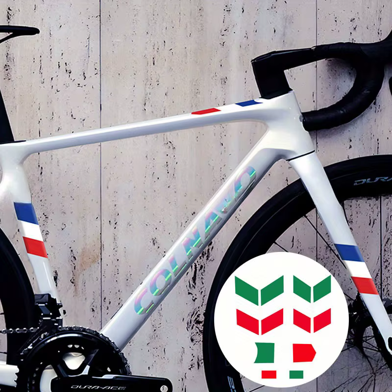 Ensemble d'autocollants tricolores pour cadre et fourche de vélo