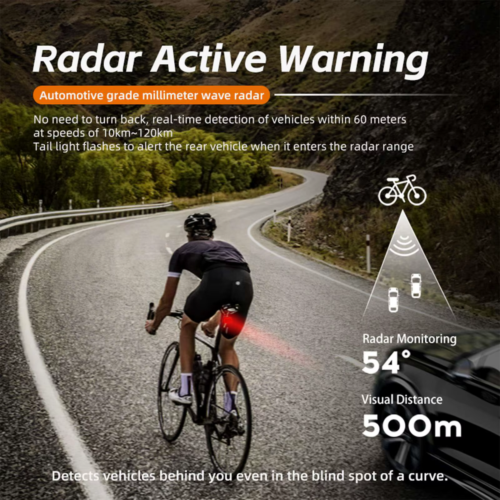 CYCLAMI vélo Radar Intelligent feu arrière