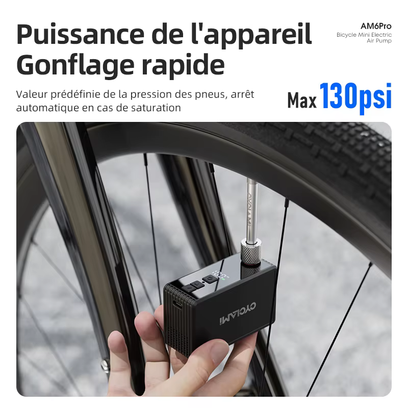 Pompe à Air électrique automatique pour vélo, 130 PSI, gonfleur de pneus Portable pour l'extérieur, affichage de la pression des pneus, FV AV CYCLAMI AM6 Pro