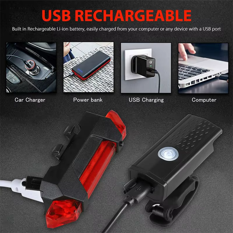 Vélo vélo lumière USB LED Rechargeable ensemble vtt vélo de route avant arrière phare lampe lampe de poche vélo lumière cyclisme accessoires