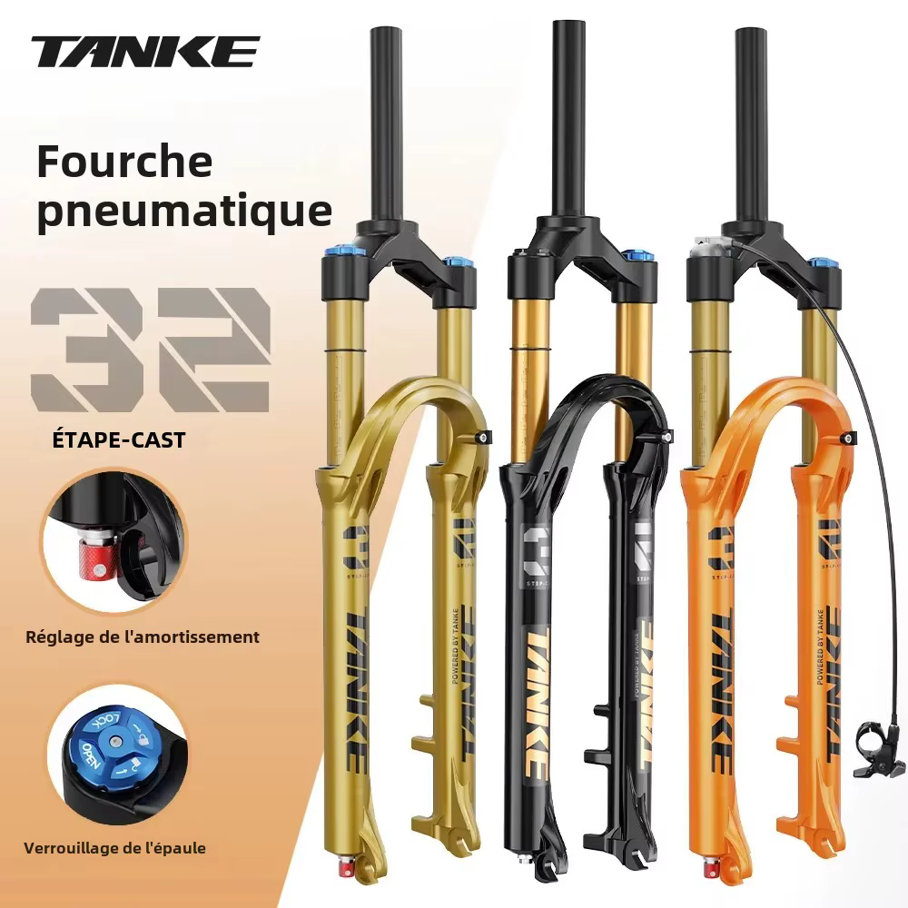 Fourche de vélo à suspension pneumatique réglable