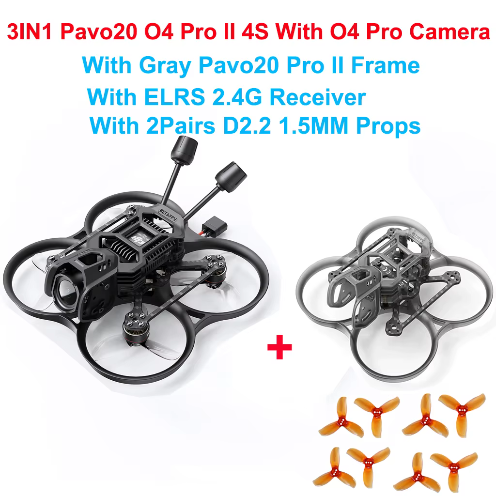 BETAFPV Pavo20 O4 Pro II quadrirotor BWhoop sans balais 1104 72000KV moteur F4 2-3S 20A AIO avec récepteur ELRS/SBUS unité O4 Pro