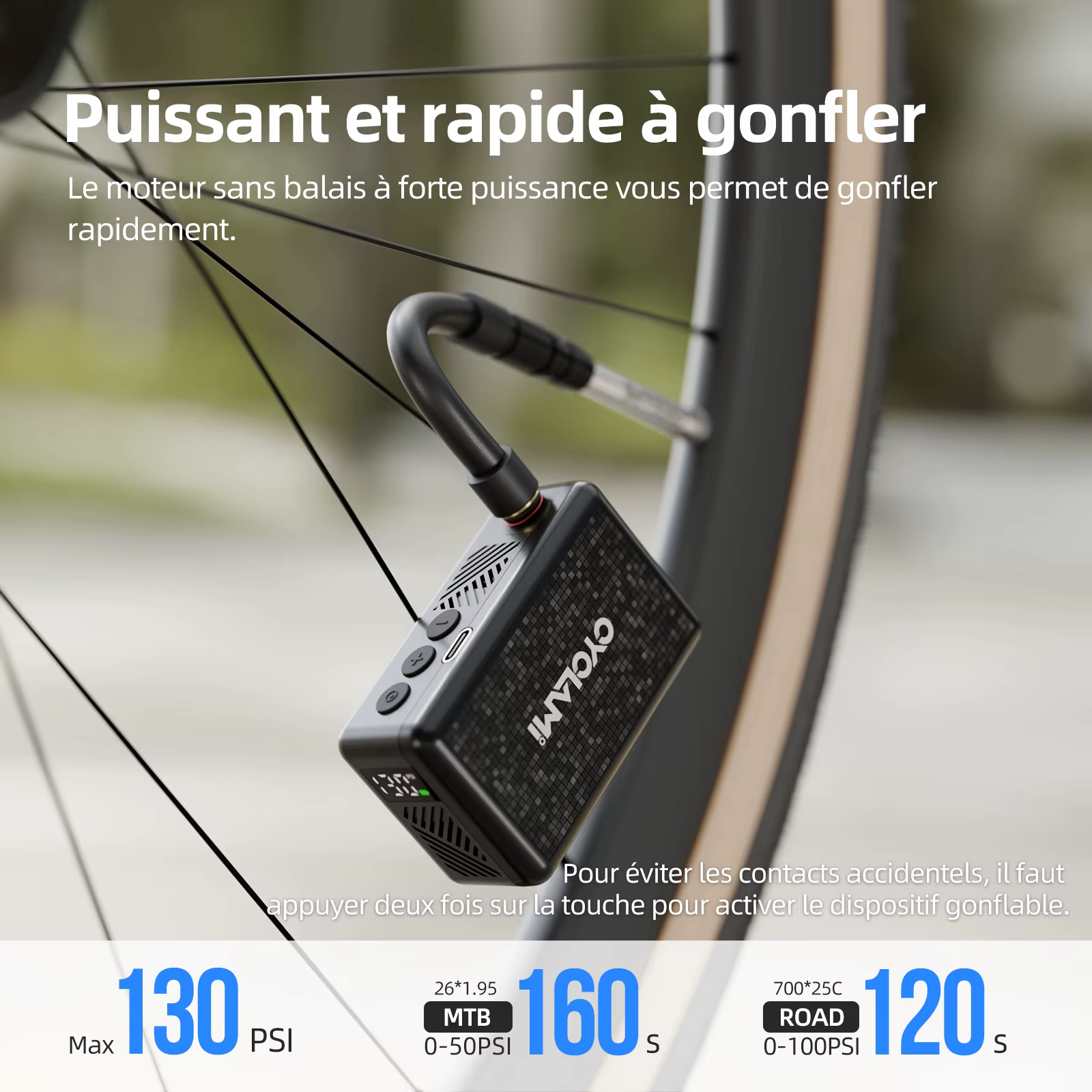 130 PSI CYCLAMI AM6 pompe de gonflage électrique de poche Portable affichage de la pression des pneus personnalisé 9