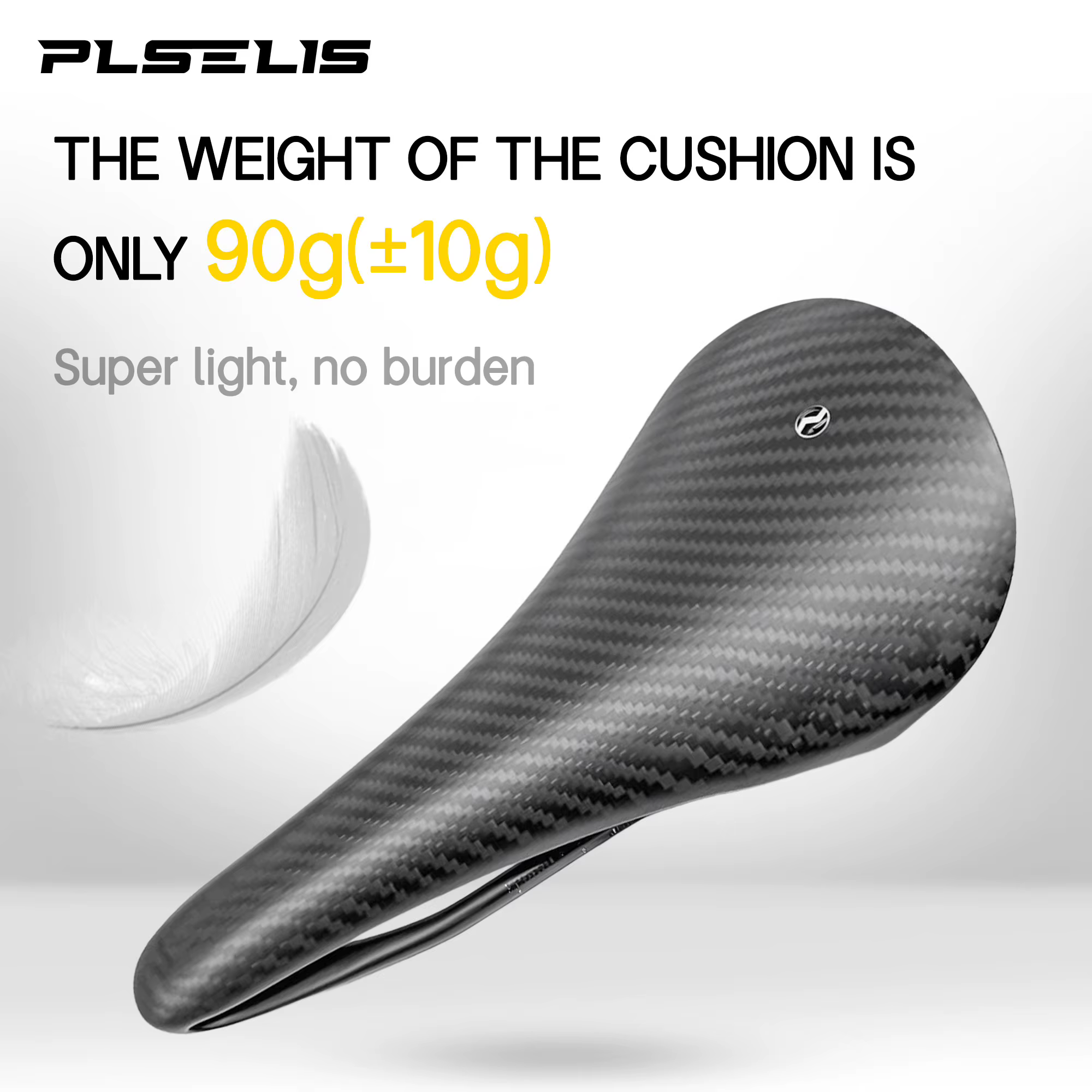 Selle de vélo de route en fibre de carbone pleine Plselis