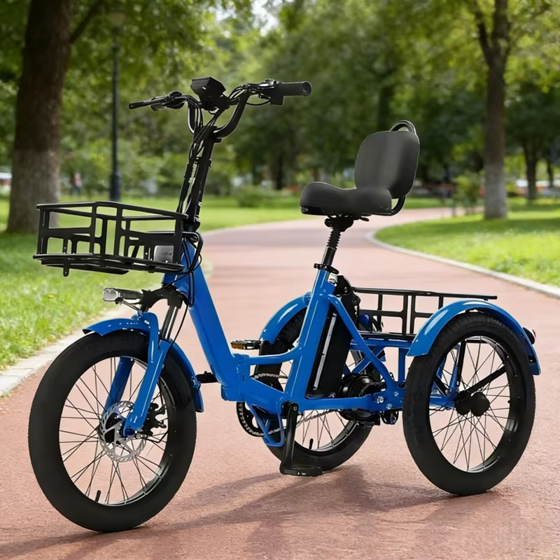Vélo électrique pliable léger à 3 roues 350W 48V avec panier