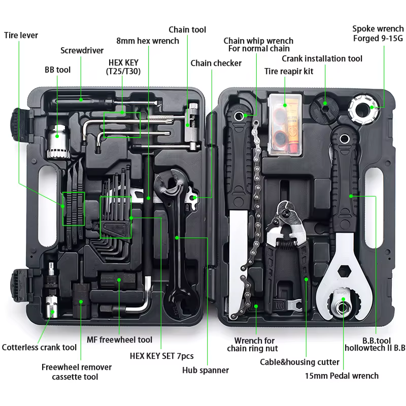 Trousse à outils professionnelle pour vélo 21 en 1 | Outil de réparation multifonction pour manivelle