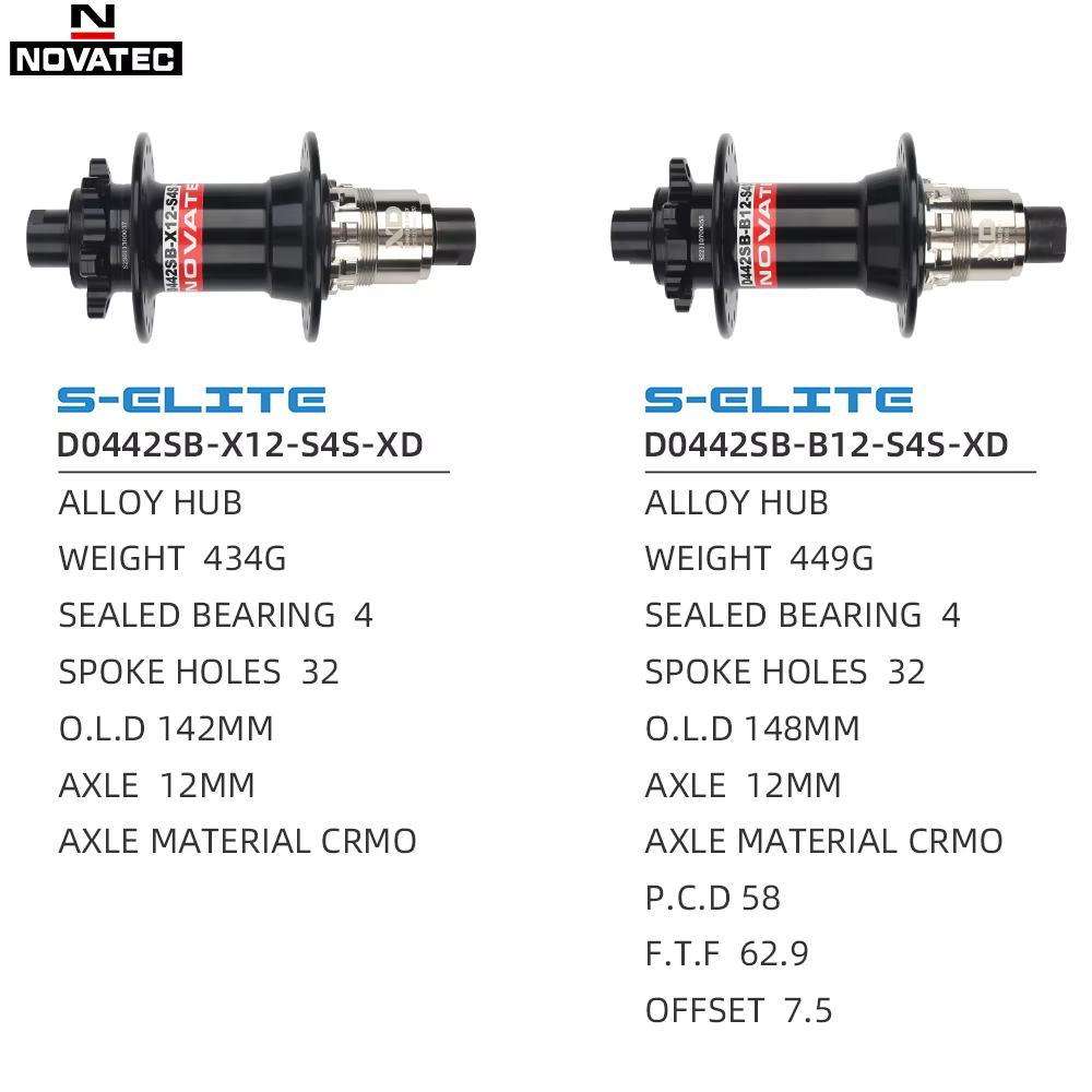 Moyeu arrière NOVATEC MTB HG XD MS Cube 72 clics pour VTT