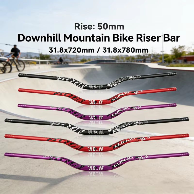 Guidon de VTT pour descente XC/AM tout-terrain, longueur 720/780 mm, hauteur de montée 50 mm, grand angle, violet, noir, rouge