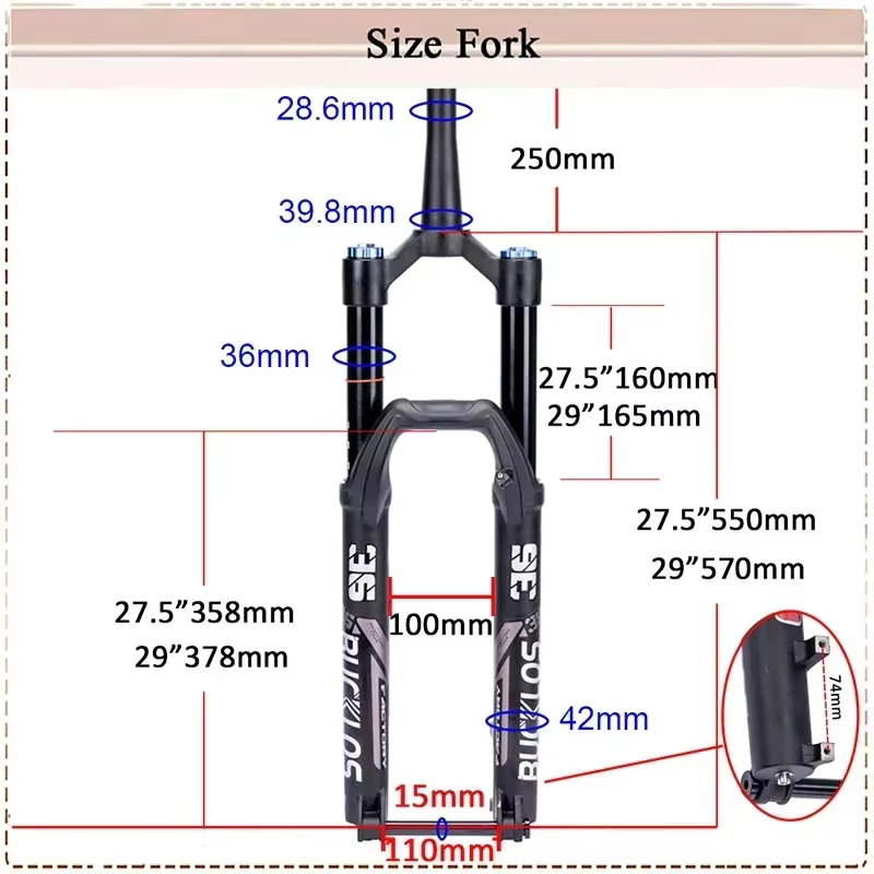 BUCKKub-Fourche à suspension pneumatique VTT