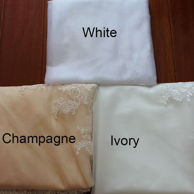 Voile de chapelle élégant voiles de mariage une couche Tulle 3D-fleurs Appliques dentelle Tulle blanc ivoire voile de mariée voiles personnalisés V3031